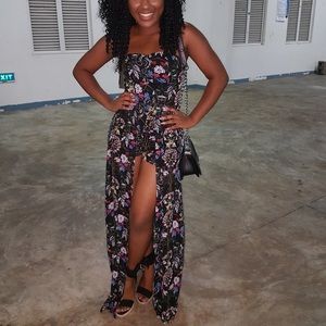 Floral Print, Maxi Dress/Romper w/ Slit